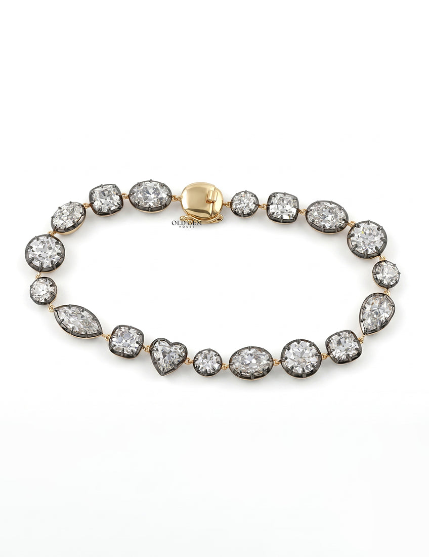 Multi Shape Old Mine Cut Lab Diamond Tennis Bracelet Bracelet