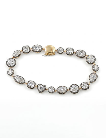 Multi Shape Old Mine Cut Lab Diamond Tennis Bracelet Bracelet