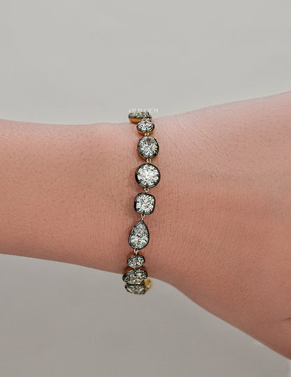 Multi Shape Old Mine Cut Lab Diamond Tennis Bracelet Bracelet