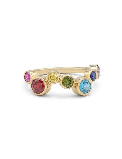 Multicolor Gemstone Rainbow Wedding Ring Wedding Band