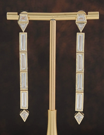 Multi Shape Lab Grown Diamond Linear Drop Earrings Earrings