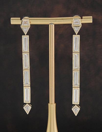 Multi Shape Lab Grown Diamond Linear Drop Earrings