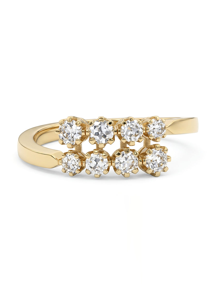 Georgian Old European Round Cut Diamond Bypass Ring