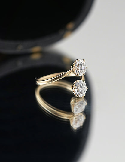 Old European Round Cut Bypass Toi Et Moi Ring-Art Deco Engagement Ring