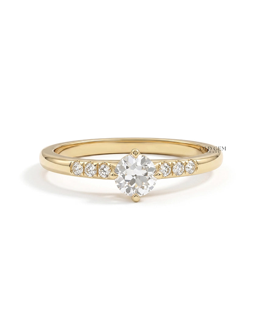 Georgian Old European Round Cut Solitaire Accent Ring