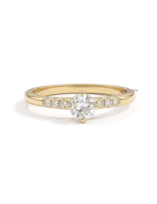 Georgian Old European Round Cut Solitaire Accent Ring Engagement Ring