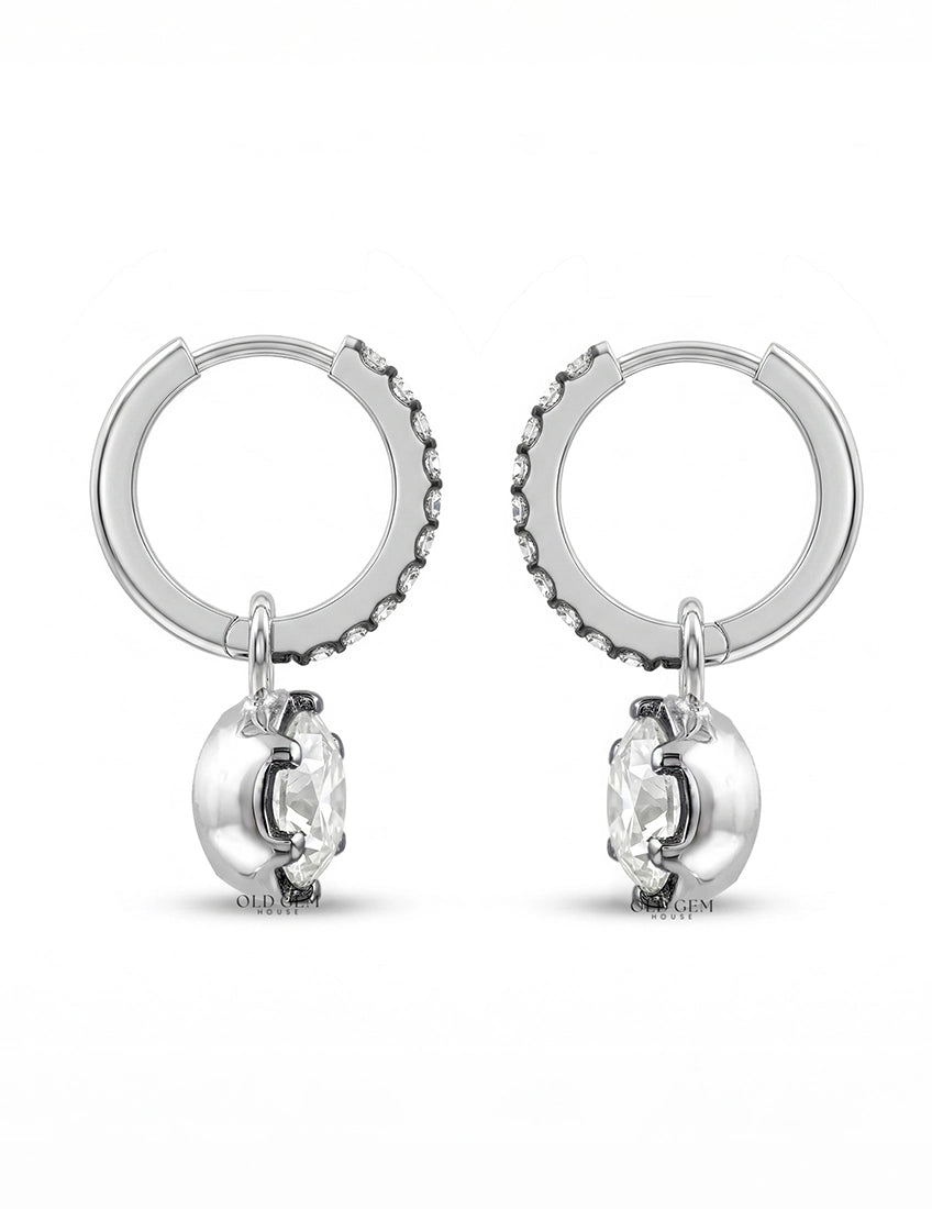 Edwardian Era OEC Round Cut Hoop Earrings Earrings