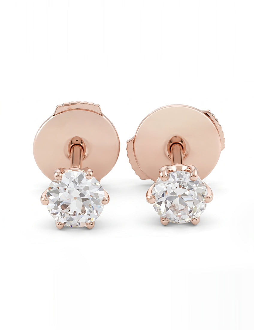Old European Round Cut Stud Earrings Earrings
