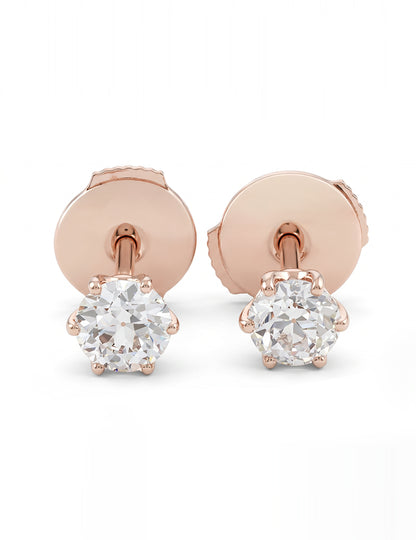 Old European Round Cut Stud Earrings Earrings