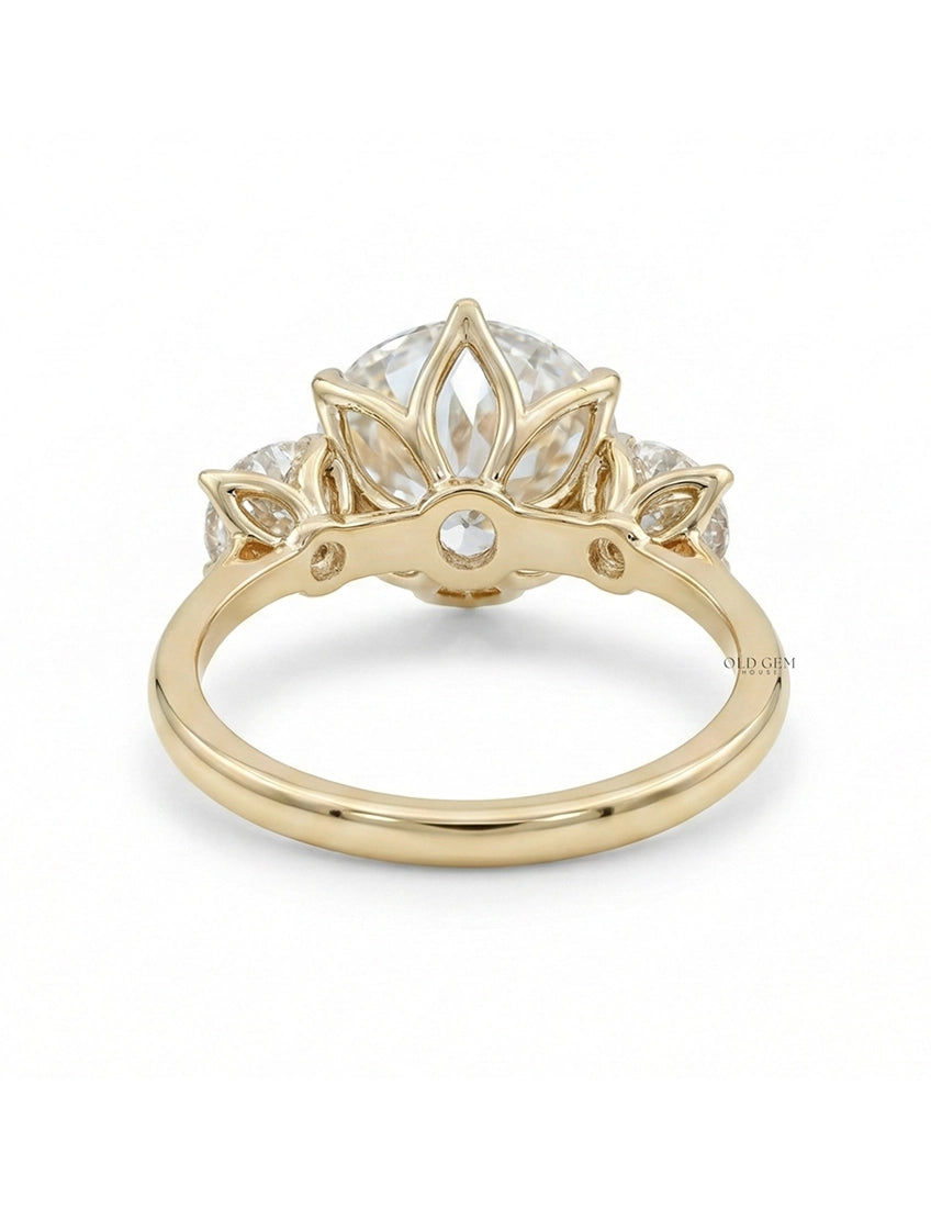 1900s Victorian OEC Round Cut Lab Diamond Three Stone Ring Engagement Ring