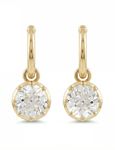 OEC Round Cut Lab Grown Diamond Dangle Drop Earrings