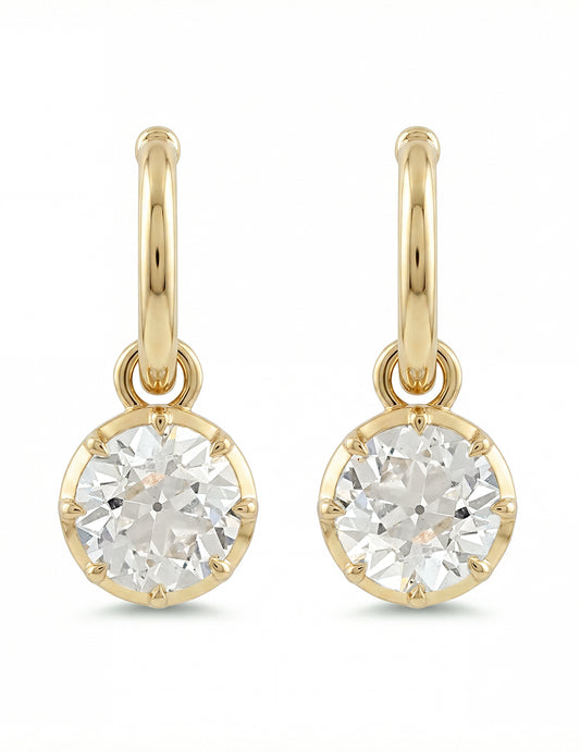 OEC Round Cut Lab Grown Diamond Dangle Drop Earrings Earrings