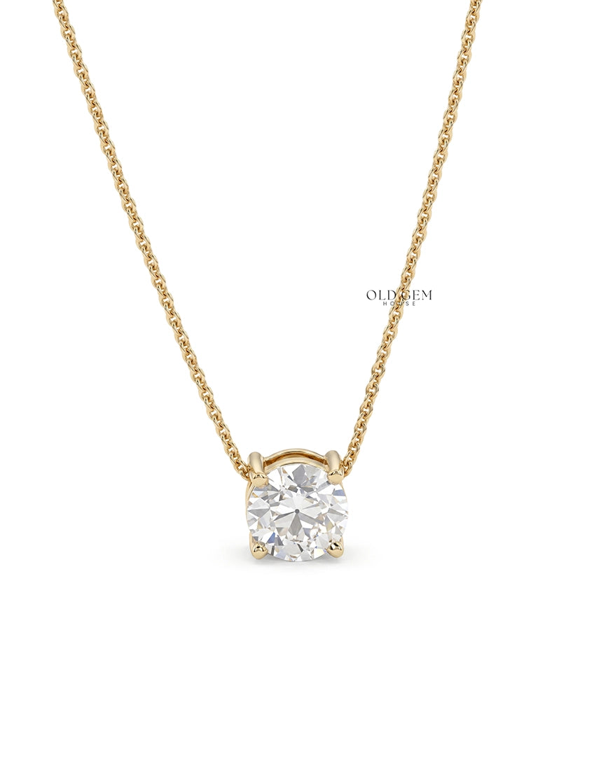 Old European Round Cut Diamond Solitaire Pendant