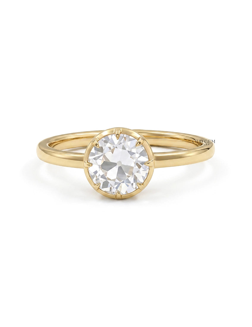 Georgian Old European Round Lab Diamond Solitaire Ring Engagement Ring