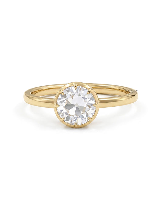 Georgian Old European Round Lab Diamond Solitaire Ring Engagement Ring
