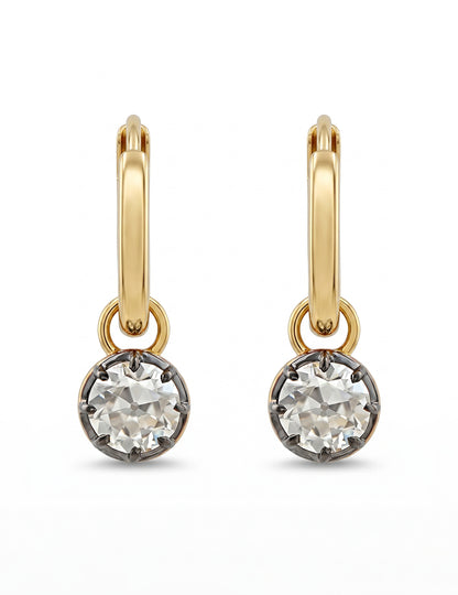 Georgian Style OEC Round Diamond Hoop Earrings Earrings