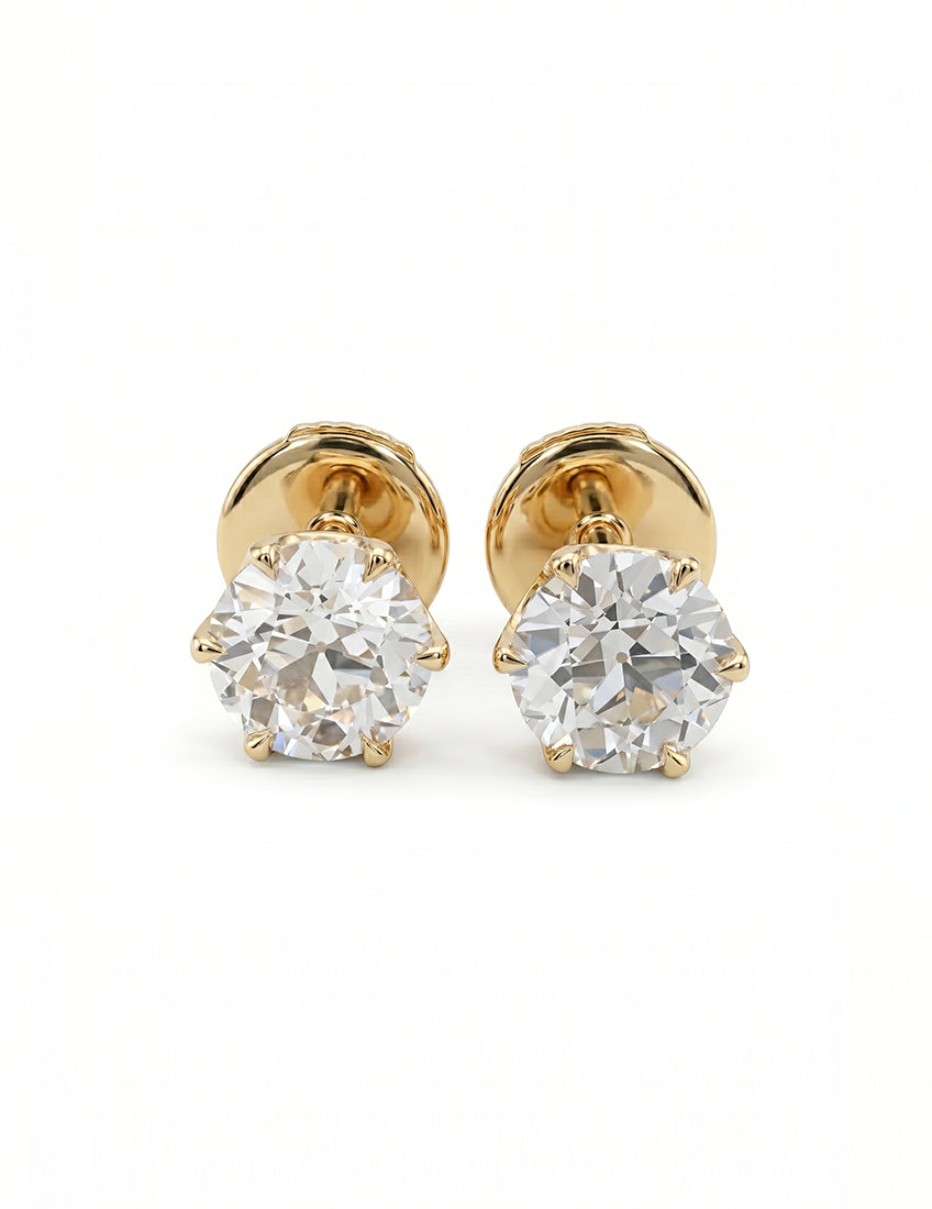 Old European Cut Round Diamond Stud Earring Earrings