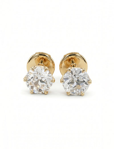 Old European Cut Round Diamond Stud Earring