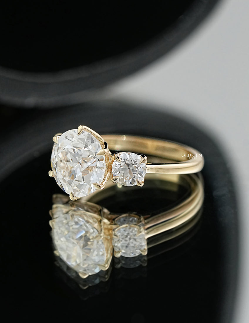 Old European Round Lab Diamond Three Stone Ring