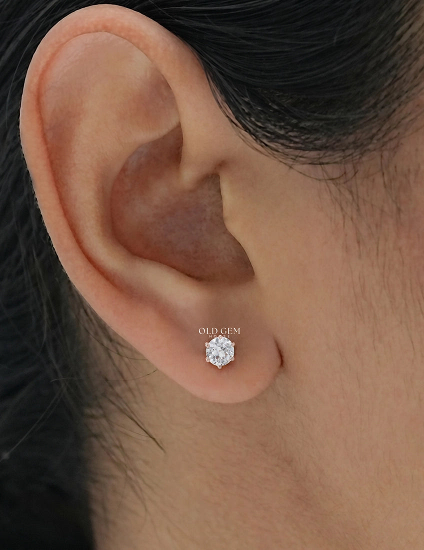 Old European Round Cut Stud Earrings Earrings