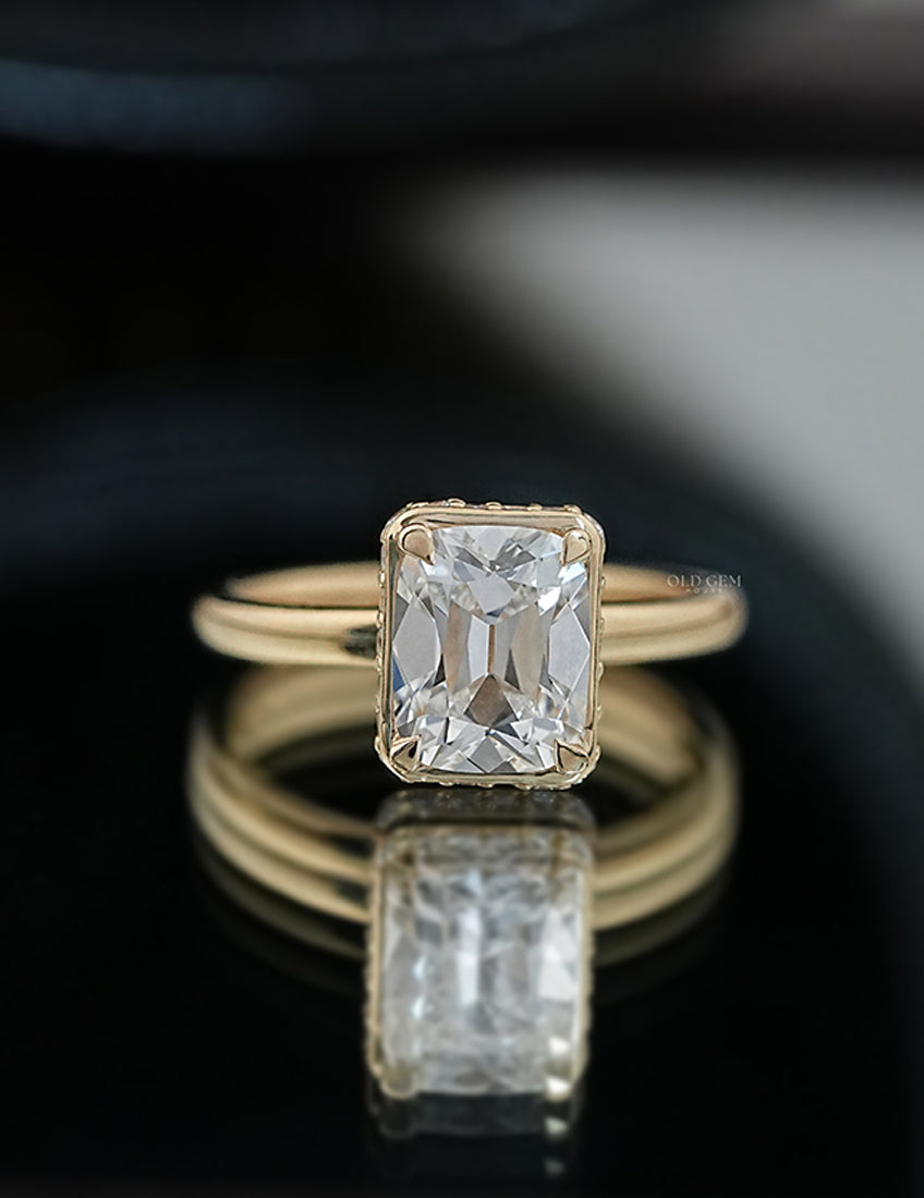 Old Mine Cut Hidden Halo Ring
