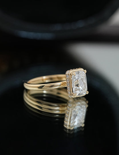 Old Mine Cut Hidden Halo Ring