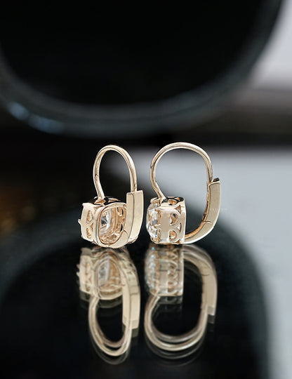 Old Mine Cut Bezel Set Dangle Earrings