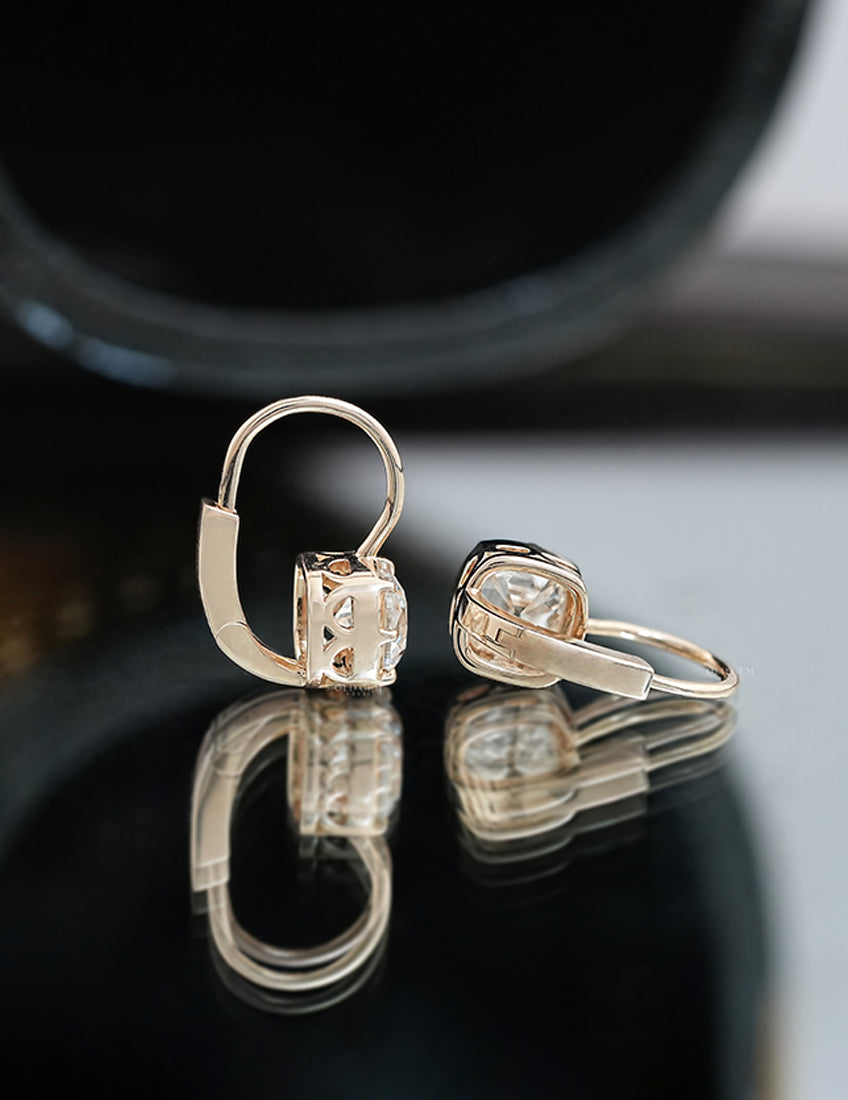 Old Mine Cut Bezel Set Dangle Earrings