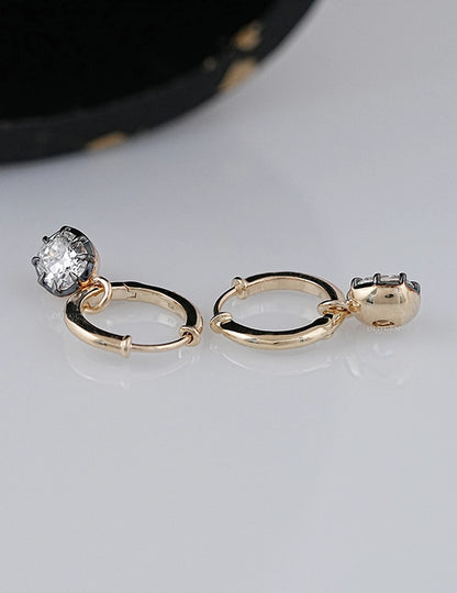 Old Mine Cushion Black Coated Hoop Earrings