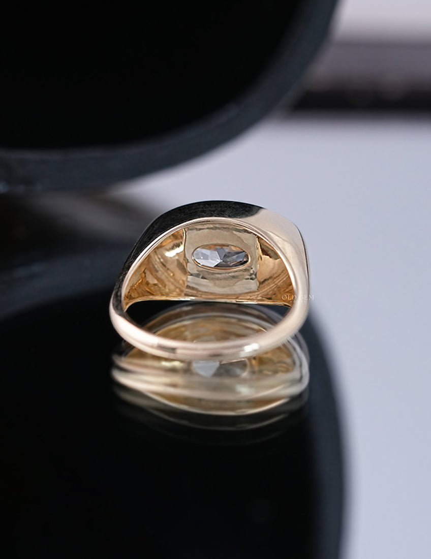 Old Mine Moval Bezel Setting Ring for Men