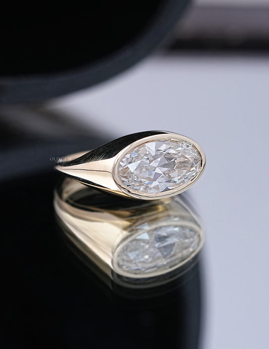 Old Mine Moval Bezel Setting Ring for Men