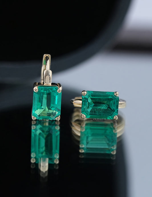 Green Emerald Huggie Hoops