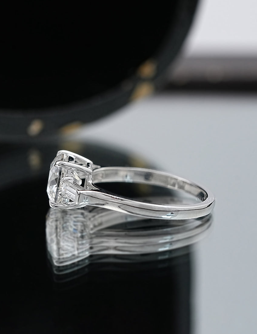 Old Mine Cushion Lab Diamond Trilogy Ring