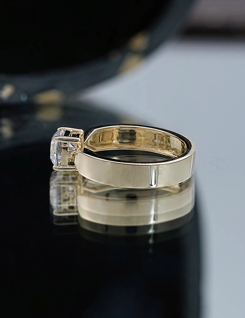 1 CT Vintage Allure Cushion Solo Diamond Ring For Him