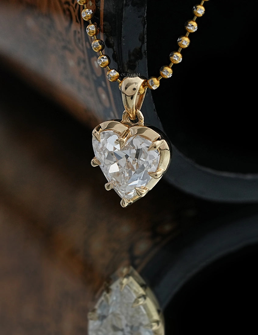 Old Mine Heart Bezel Setting Pendant