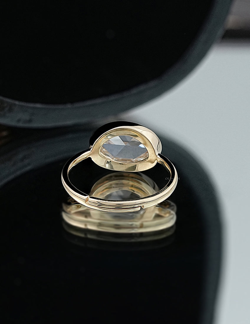 3 CT Soft Faceted Oval Solo Diamond Border Set Ring