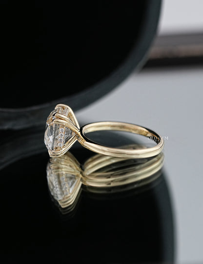 Hidden Halo Square Cushion Solitaire Engagement Ring