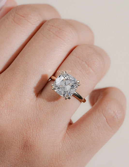 Hidden Halo Square Cushion Solitaire Engagement Ring