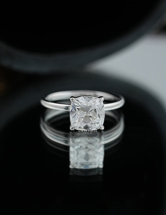 Old Mine Square Cushion Cut Solitaire Ring