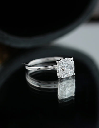 Old Mine Square Cushion Cut Solitaire Ring
