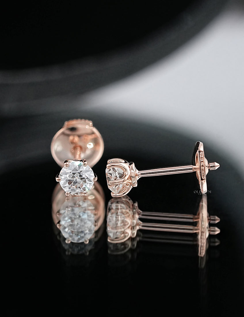 Old European Round Cut Stud Earrings