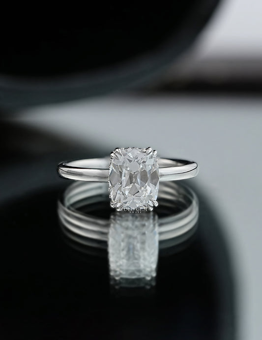 Old Mine Cushion Cut Lab Grown Diamond Hidden Halo Ring