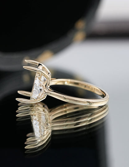 Old Mine Cushion With Half Moon Semi Mount Ring