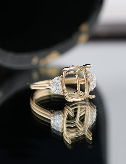 Old Mine Cushion With Half Moon Semi Mount Ring