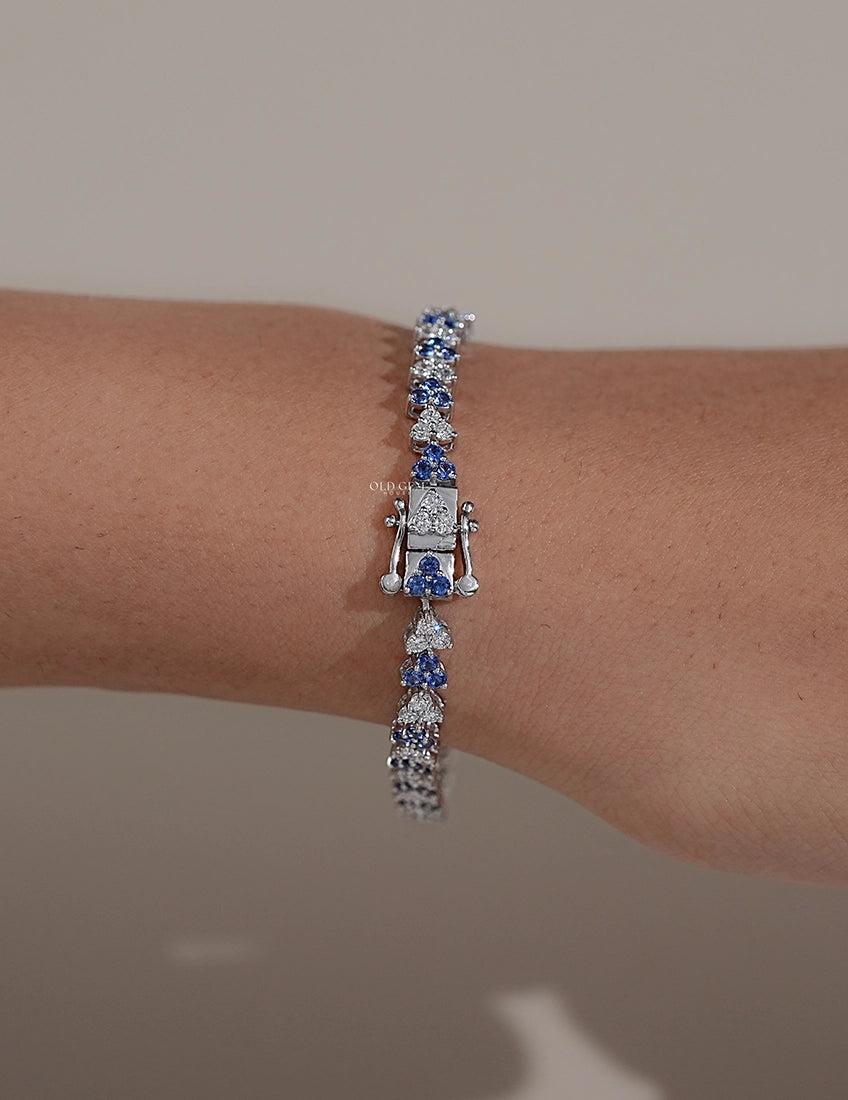 Sapphire With Round Lab Tennis Bracelet