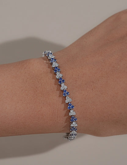 Sapphire With Round Lab Tennis Bracelet