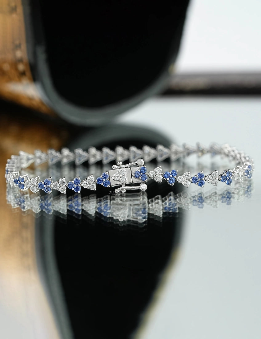 Sapphire With Round Lab Tennis Bracelet