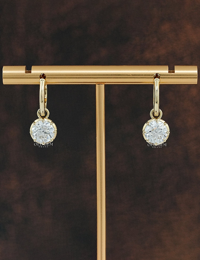 OEC Round Cut Lab Grown Diamond Dangle Drop Earrings