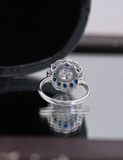 Old European Round Double Halo Ring