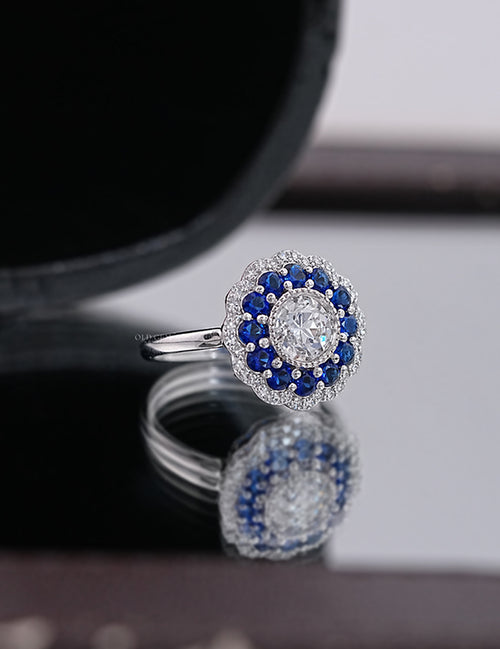 Old European Round Double Halo Ring